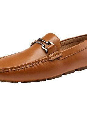 Mens Brown B 100% Synthetic Casual Soft Penny Loafers Slip On Boat Loafers Shoes